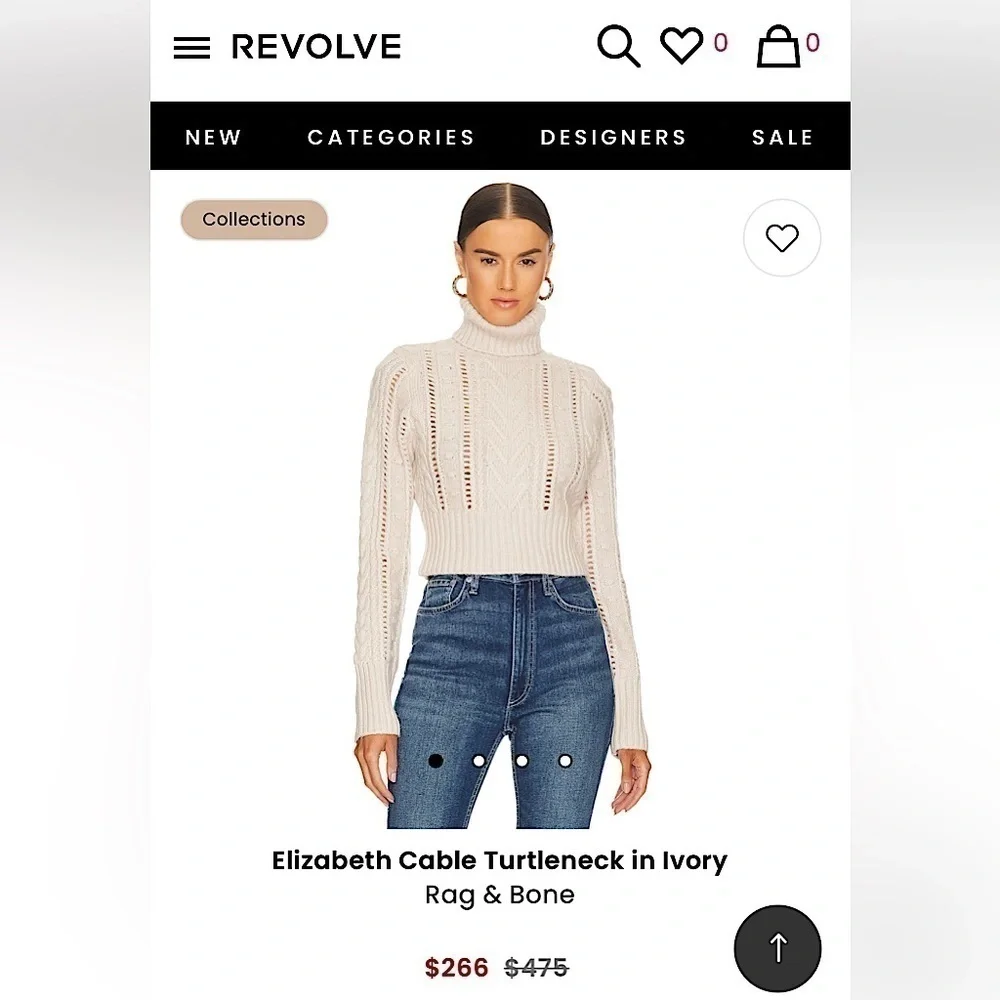 Rag & Bone Elizabeth Cable Turtleneck in Ivory